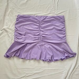 Purple ruched ruffle mini skirt